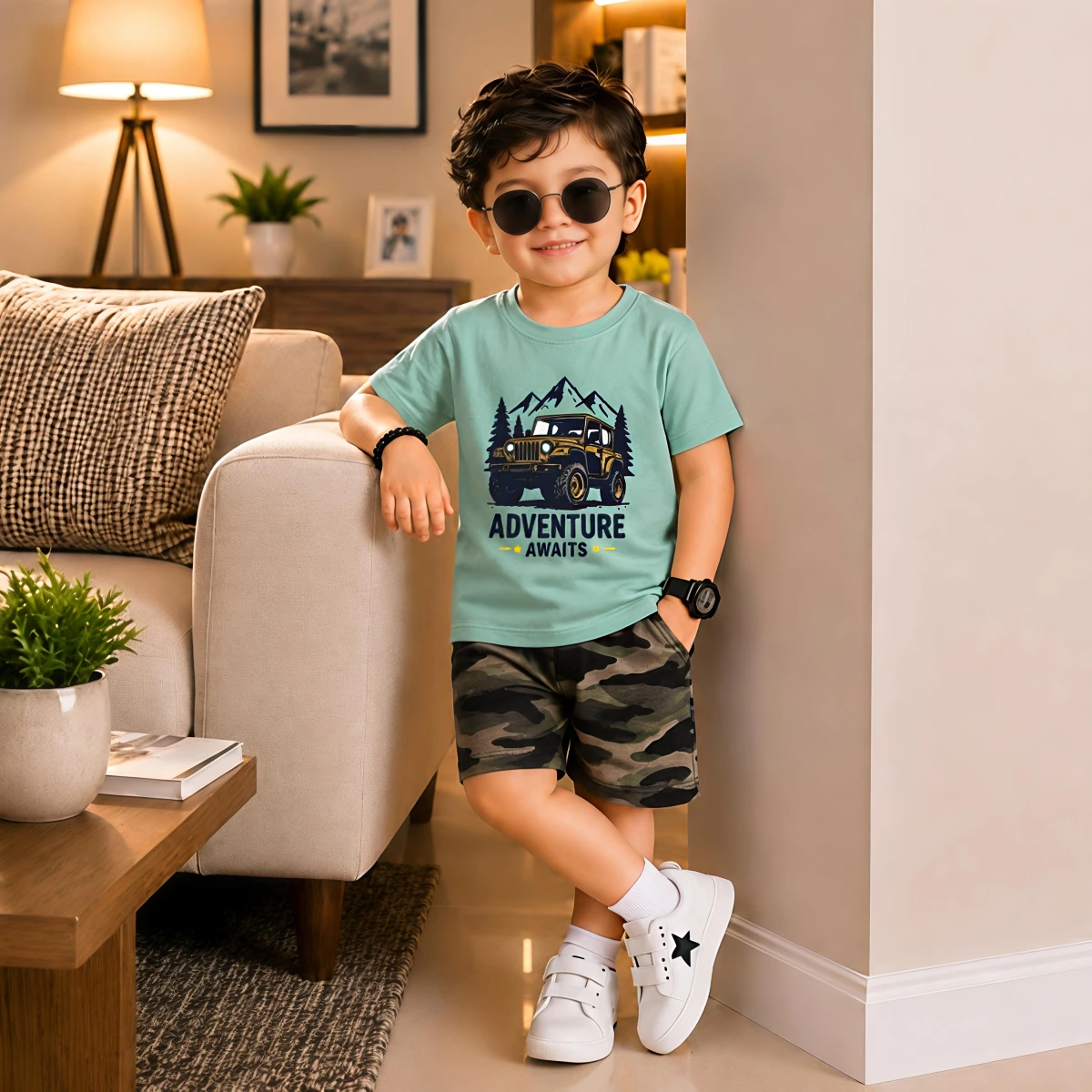 প্রিমিয়াম বেবি টি-শার্ট ও প্যান্ট কম্বো সেট - Adventure